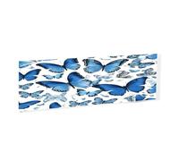 Blue Butterflies -Rectangular Acrylic Table Signs - Clear Custom Nameplates For Office Desk, Restaurant, Events - Smooth Edge Professional Signage.
