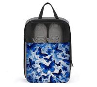 Blue Butterflies Shoe Bags Foldable Breathable Portable Shoe Puches Organizer Stylish Expandable Packing Travel Shoes Bags for Sneakers Gym Luggage Closet
