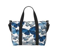 (Blue Butterflies) Waterproof Lightweight Hand Travel Bag - Large Carry-On for 3-5 Day Trips | Air Travel, Sports, Weekend Use | Men & Women (1-Pack)