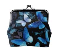 Blue Butterflies White Flowers 1 Print Compact Coin Purse Exquisite Kiss Lock Wallet Cute Mini Pouch Coins Cards Wallet