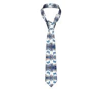 Blue Butterflies White Flowers Men'S Necktie Plain Silk Woven Striped Plaids Tie Handkerchief Cufflink Tie Clip Set Formal Business Wedding