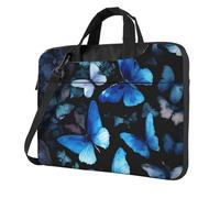 Blue Butterflies White Flowers Print Ultra-Thin Portable Laptop Bag Stylish Women Men Briefcase Office Commute Travel