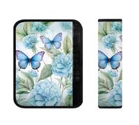 Blue Butterflies With Hydrangeas Seat Belt Pads, Comfortable Seatbelt Pad Seat Belt Accessories All Season Cover General Comfort Pad Car Protective Cover Shoulder