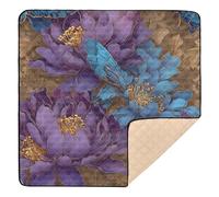 Blue Butterflies with Purple & Blue Flowers Art Large Sturdy Baby Playmat for Floor Lightweight Activity Gym Mat for Baby Toddler Infant, 50'' x 50''