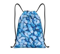 Blue Butterfly Aesthetically Men Women Drawstring Bag Adjustable Pe Bag Foldable String Backpack For Picnic Gym Yoga