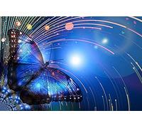 Blue Butterfly and Bright Pattern Puzzle,Adult Puzzle,Paper Puzzle,1000 Piece Puzzle for Adults38x52cm