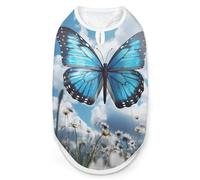 Blue Butterfly and Clouds Dog Shirt Quick Dry Breathable Pet T-Shirt Soft Stretchy Sleeveless Vest Dog Apparel XL