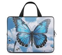 Blue Butterfly and Clouds Laptop Bags Ultra-Thin, Lightweight & Waterproof 12inch Laptop Sleeve, Durable Neoprene Material, Portable Protective Computer Bag with Hand Strap