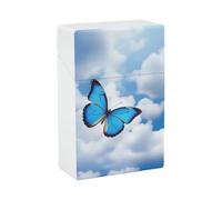 Blue Butterfly and Clouds Plastic Cigarette Case Waterproof Hard Personalized Cigarettes Holder Cas Noveltys for Dad Husband