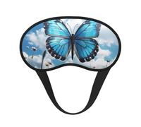 Blue Butterfly and Clouds Sleep Eye Mask for Women Men Soft and Comfortable Sleep Mask Blackout Sleeping Eye Cover for Travel Yoga Nap Shift Work