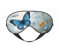 Blue Butterfly and Clouds Sleep Mask,100% Natural Mulberry Silk Eye Mask with, Ultra-Soft Eye Covers for Sleeping, Travel, Nap