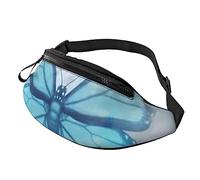 Blue Butterfly and Clouds Sport Waist Bag Travel Bumbags with Zipper and Earphone Hole, Running Fanny Pack Waist Pack with Adjustable Belt for Men Women