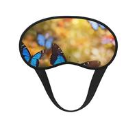 Blue Butterfly and Flowers Print Adjustable Eye Cover for Sleeping, Comfortable, Pressure-Free and Breathable Sleeping Masks