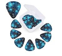 Blue Butterfly and Moon Guitar Picks 12 Pack Personalized Plectrums with Organizer Storage Box, Colorful Celluloid Guitar Plectrum Includes Thin, Medium, Heavy Picks for Acoustic Guitar Bass Picks
