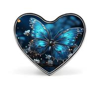 Blue Butterfly And Moon Lapel Pin Heart Brooch Premium Aluminum Alloy Badge Lightweight Wearable Badge Cute Love Brooch For Valentine'S Day Mother'S Day Wedding Daily Wear & Gift Pin