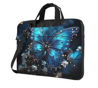 Blue Butterfly and Moon Laptop Bag Shockproof Computer Carrying Case with Shoulder Strap Messenger Shoulder Bag Briefcase 13 inch