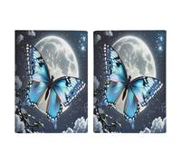 Blue Butterfly And Moon Passport Holder Passport Wallet PU Leather Passports Protective Cover Slim Travel Accessories