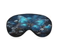Blue Butterfly and Moon Sleep Mask Personality Eye Sleep Shade Cover Comfortable Breathable Sleeping Blindfold Soft Comfortable Night Eye Cover Adjustable Band Eye Mask for Men Women