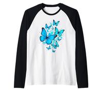 Blue Butterfly Art Garden Beautiful Butterflies Raglan Baseball Tee