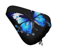 Blue Butterfly Bike Seat Rain Cover Waterproof Dustproof Bikes Saddle Cushion Soft Bicycle Seat Pad Covers with Drawstring for Men Women