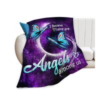 Blue Butterfly Blanket Throws Butterfly Gifts Angels Butterfly Throw Blanket for Girls Women Kids Adults Soft Warm Cozy Fleece Blanket for Couch Sofa Bed 50"x40"