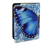 Blue Butterfly, Blue Background Printed Passport Holder,Travel Pu Leather Passport Cover Case Organiser for Men Women,6.5 Inch