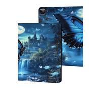 Blue Butterfly Castle Moon Slim Tablet Cases Compatible with iPad Series Without Pencil Holder Protective Cover Compatible with iPad Pro 2020/2021/2022 (12.9in)