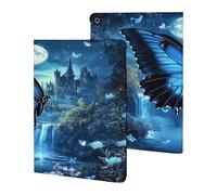 Blue Butterfly Castle Moon Slim Tablet Cases Compatible with iPad Series Without Pencil Holder Protective Cover Compatible with ipad 2019/2020/2021(10.2in)