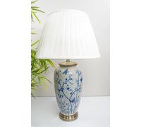 Blue Butterfly Ceramic Table Lamp With Pleated Shade