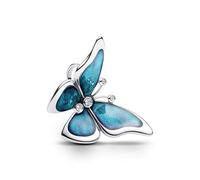 Blue Butterfly Charm Oversized 925 Silver Charm Compatible with Pandora Charms, Trollbeads, Chamilia, Biagi and Many Other UK Charm Bracelets.