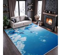 Blue Butterfly Cloud Area Rug Washable Non Slip 80x150 Flannel | Soft Fluffy Hallway Runner Rug Short Pile Carpet Dreamy Sky Entrance Room Decor for Bedroom Kitchen Living Room U367