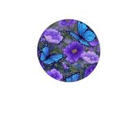 Blue Butterfly Coasters Set of 4 Purple Flower Absorbent Diatomite Coasters Quick Dry Cup Mat for Drinks Round Mugs Pad for Table Bar Home Decor