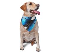 Blue Butterfly Dog Bandana Pet Scarf Accessories for Small Medium Dogs Cats Photo Prop, Triangle Pet Bandanas Adjustable Puppy Bib Washable Dog Kerchief Puppy Neckerchief