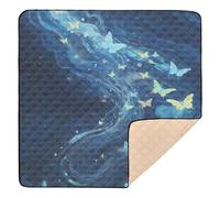 Blue Butterfly Dream Soft Foam Baby Playmat for Indoor Outdoor Washable Travel Play Mat for Baby Toddler Infant, 50'' x 50''