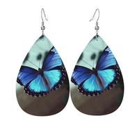 blue butterfly earrings for women double sided teardrop leather earrings lightweight dangle earrings for women ear accessories fashion jewelry birthday gift