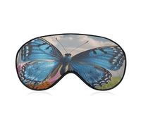 Blue Butterfly Eye Mask with Adjustable Strap Soft Breathable Sleep Mask for Home Office Travel Airplane Light Blocking Comfortable Eye Covers for Women Men