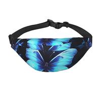 Blue Butterfly Fanny Pack for Men Women Belt Bag Fashion Waist Bag Everywhere Crossbody Bag Wallet Hip Bum Bag with Adjustable Strap Waterproof Chest Bag for Travel Hiking Sports, Black, One Size