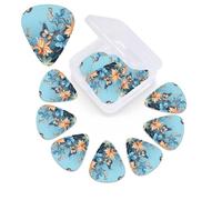 Blue butterfly floral Guitar Picks 12 Pack Personalized Plectrums with Organizer Storage Box, Colorful Celluloid Guitar Plectrum Includes Thin, Medium, Heavy Picks for Acoustic Guitar Bass Picks