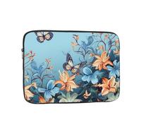 Blue Butterfly Floral Laptop Case 13 inch, Shockproof Protective Computer Sleeve Cover Water Resistant Laptop Bag Carrying Tablet Cover Briefcase Handbags Gifts for Men Women