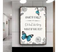 Blue Butterfly Flower Inspirational Quote Canvas Painting Wall Art Posters And Prints Pictures For Bedroom Home Decoration 21X30Cm Unframed