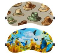 Blue Butterfly Flying Blooming Sunflowers 2-Pack Light-Blocking Soft Breathable Sleep Mask Eye Patch Eye Cover