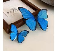 Blue Butterfly Hair Clips Set of 2 Large and Small Vivid Butterfly Hair Accessories for Women Girls Cute Sparkly Resin Hair Barrettes for Daily Wear