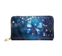 Blue Butterfly In The Water Pattern, Women'S Wallet, Long Clutch Wallet, Credit Card Holder Wallet, Travel Coin Purse, Black, One Size