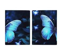 Blue Butterfly Leather Passport Holder Handmade Passport Cover with Card And Ticket Slot Easy Access Passport Case Passport Wallet Passport Holder for Women And Men, style, 20.3x13.8cm