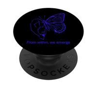 Blue Butterfly Line Design - From Within We Emerge PopSockets Adhesive PopGrip