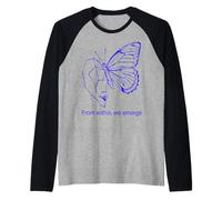 Blue Butterfly Line Design - from Within We Emerge Raglan Baseball Tee