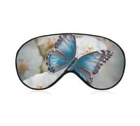 Blue Butterfly On Blossom Flower Eye Mask, Side Sleeping Mask Light Blindfold Sleeping Mask Nose Pad and Elastic Band for Children Women and Men