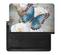 Blue Butterfly On Blossom Flower Passport Cover Protector Rfid Blocking Passport Holder Id Card Holder Secure Travel Wallet Organizer for Passport Tickets Credit Cards, style, One Size