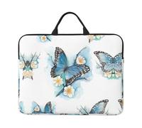 Blue Butterfly On Blossom Flower Print Laptop Sleeve Case14in Computer Cases for Pad Tablet, Briefcase Bag