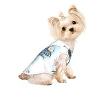 Blue Butterfly On Blossom Flower Print Pet Sleeveless Tank Top for Dogs Cats Apparel Stretchy Soft Fashion Vest Gear Wear